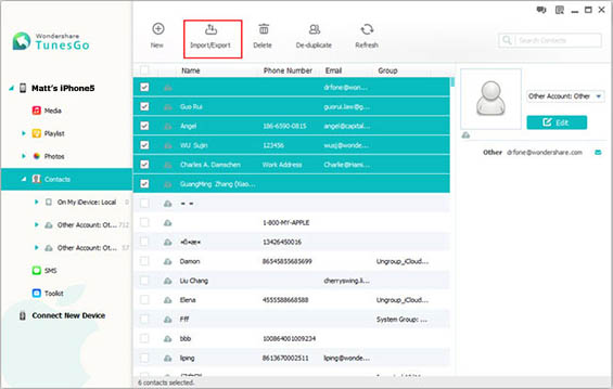 import or export contacts of an iOS device